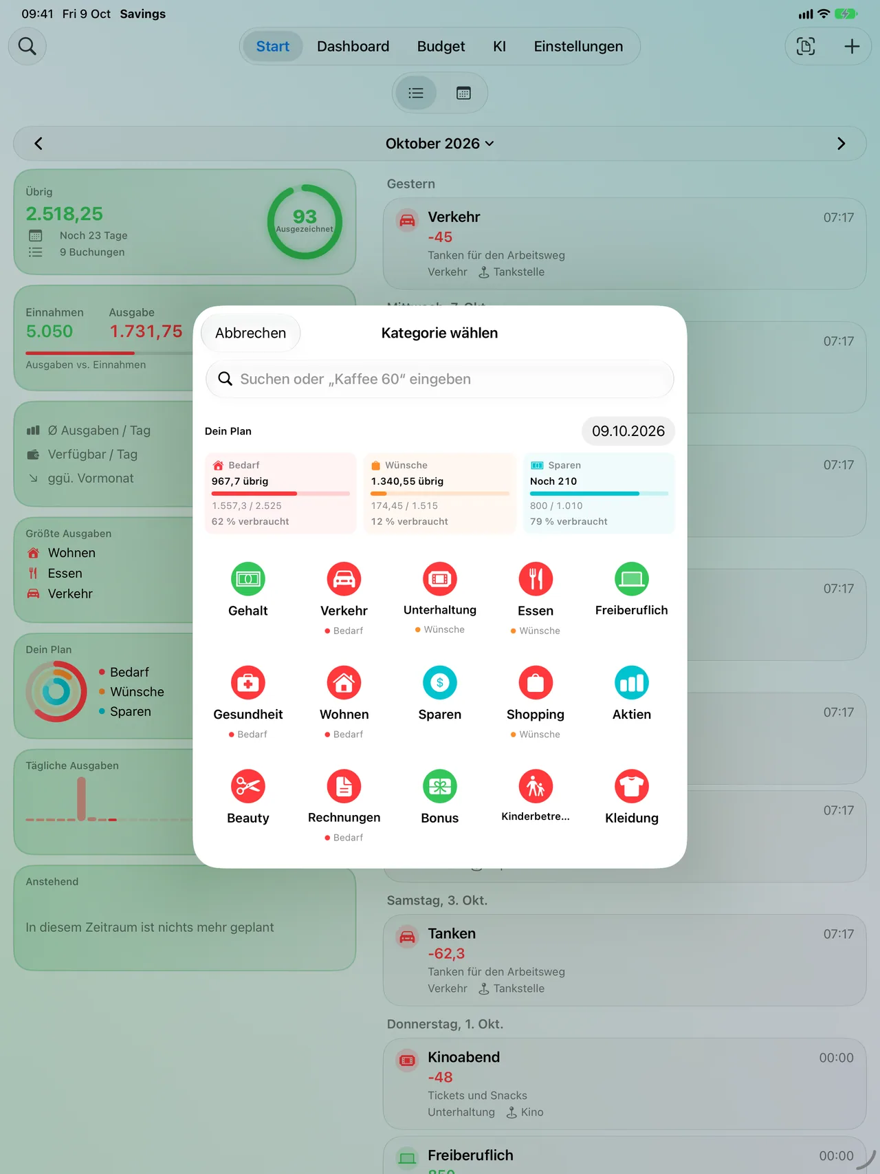 Picking a category on iPad
