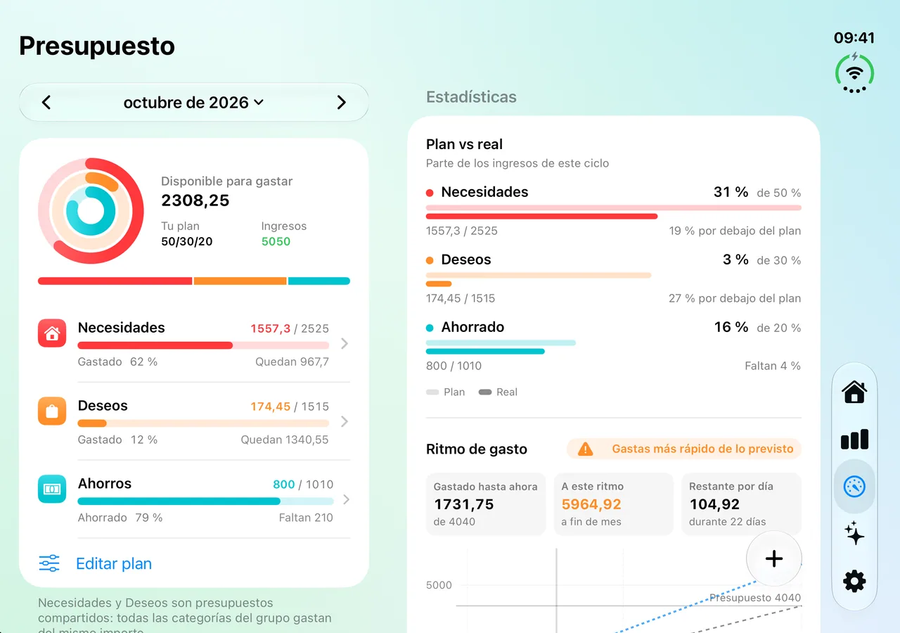 The Savings Budget screen on iPhone Duo, fully open