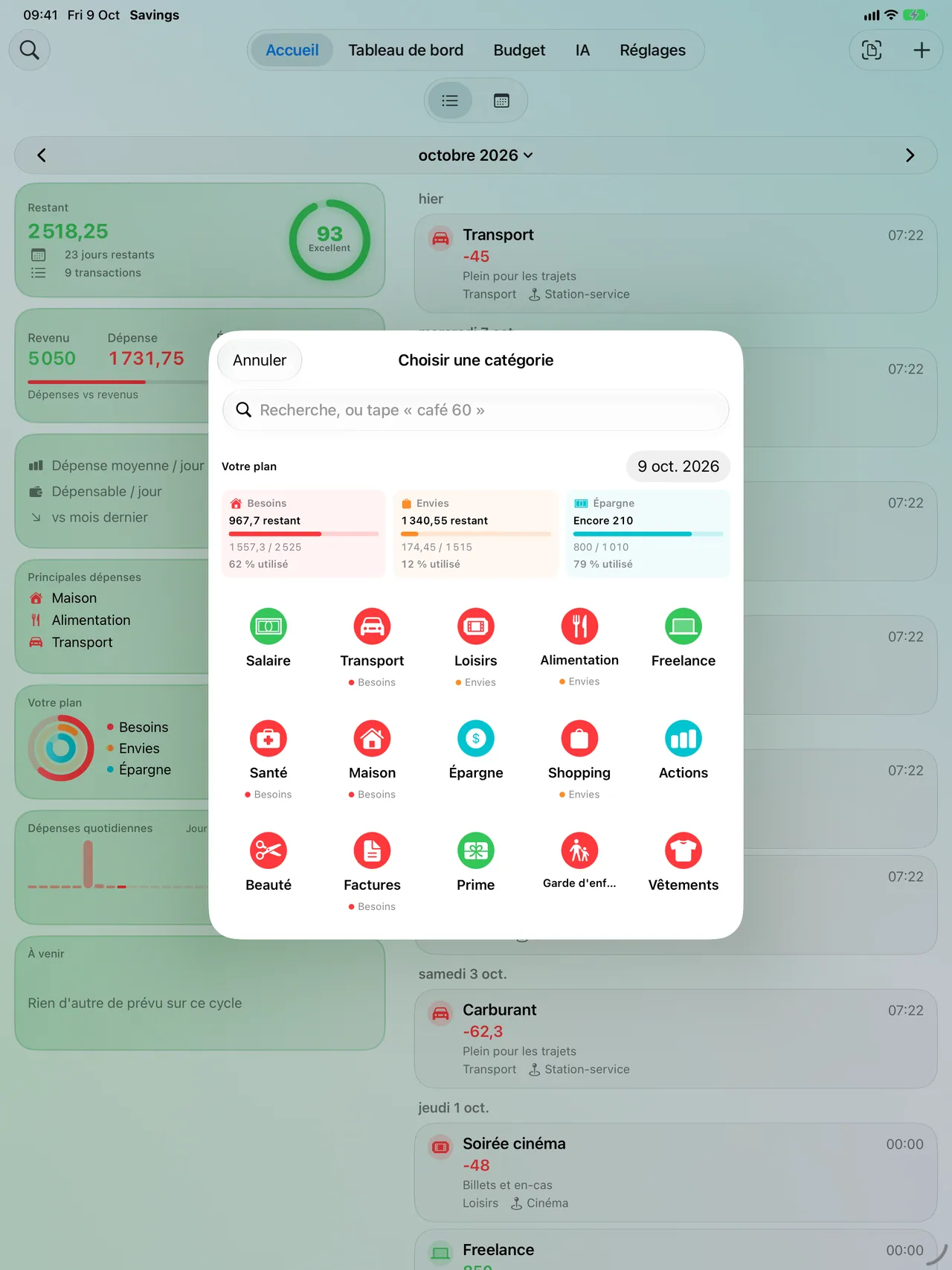 Picking a category on iPad