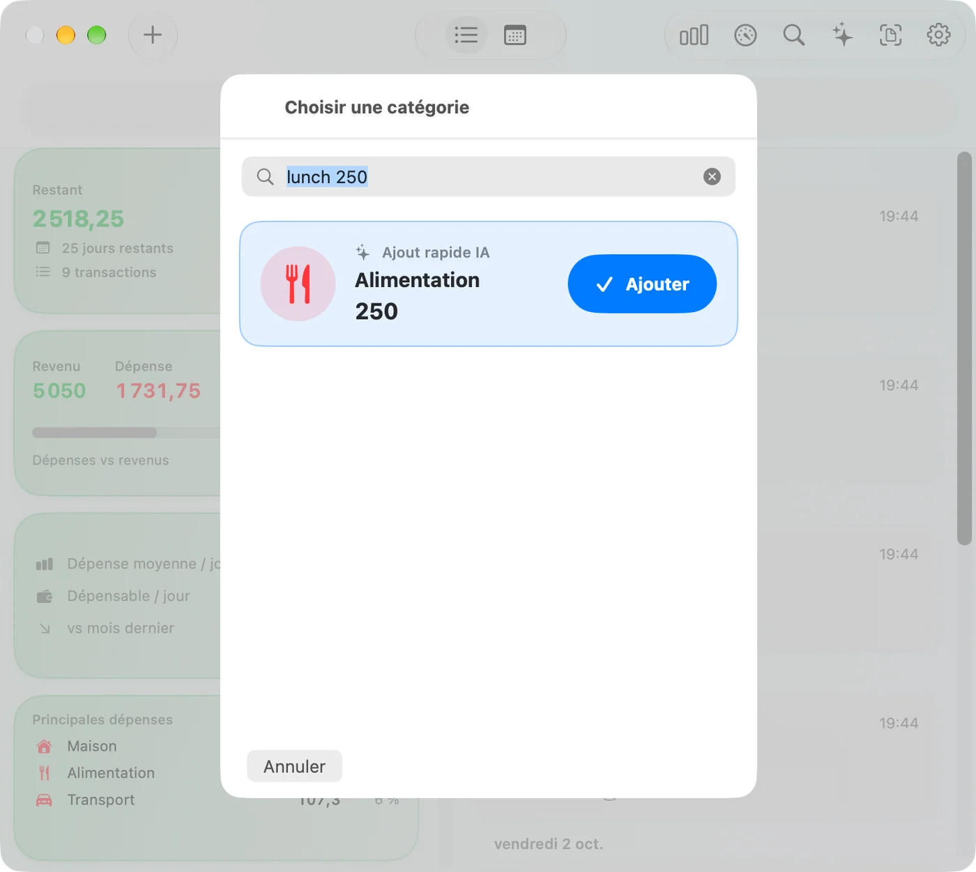 Quick Add by typing in the Savings Mac app