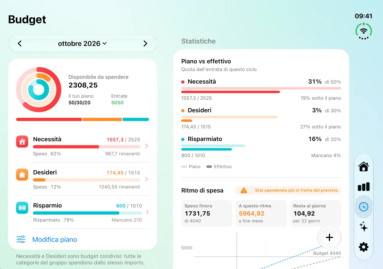 The Savings Budget screen on iPhone Duo, fully open