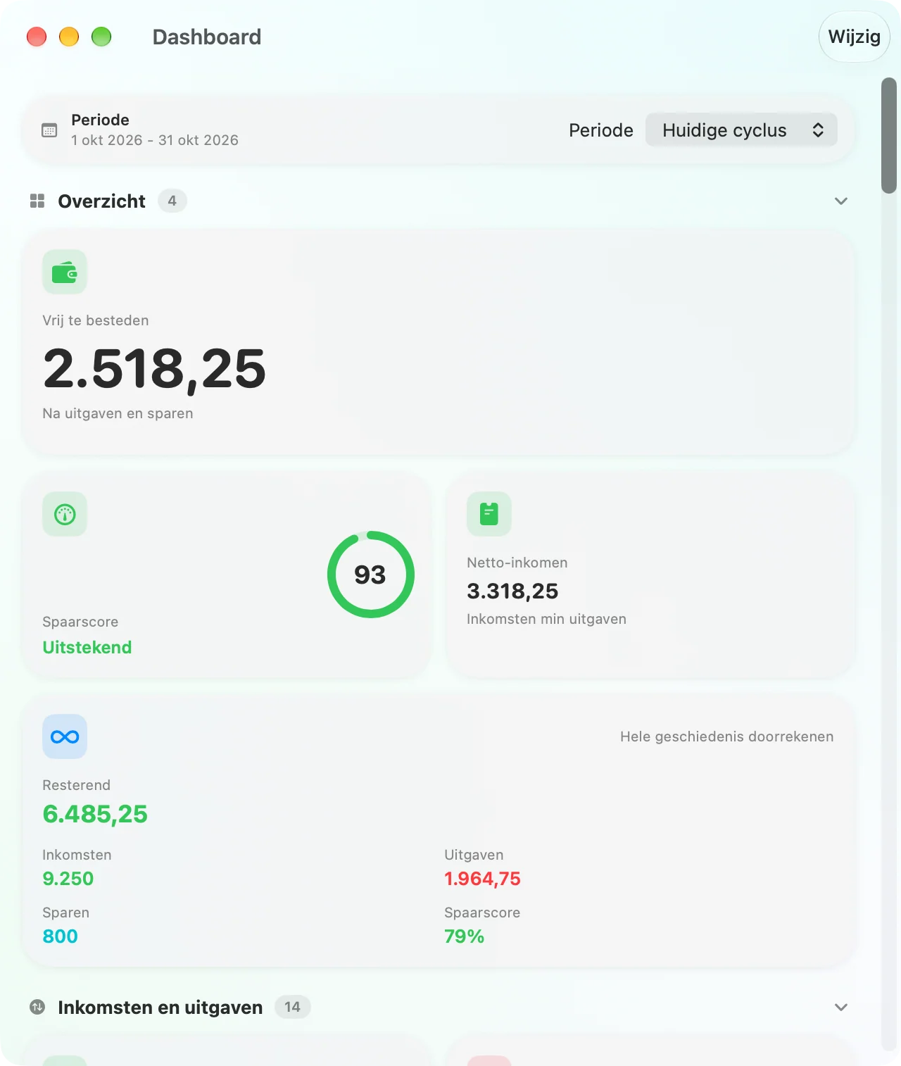 The Savings dashboard as a native Mac app window